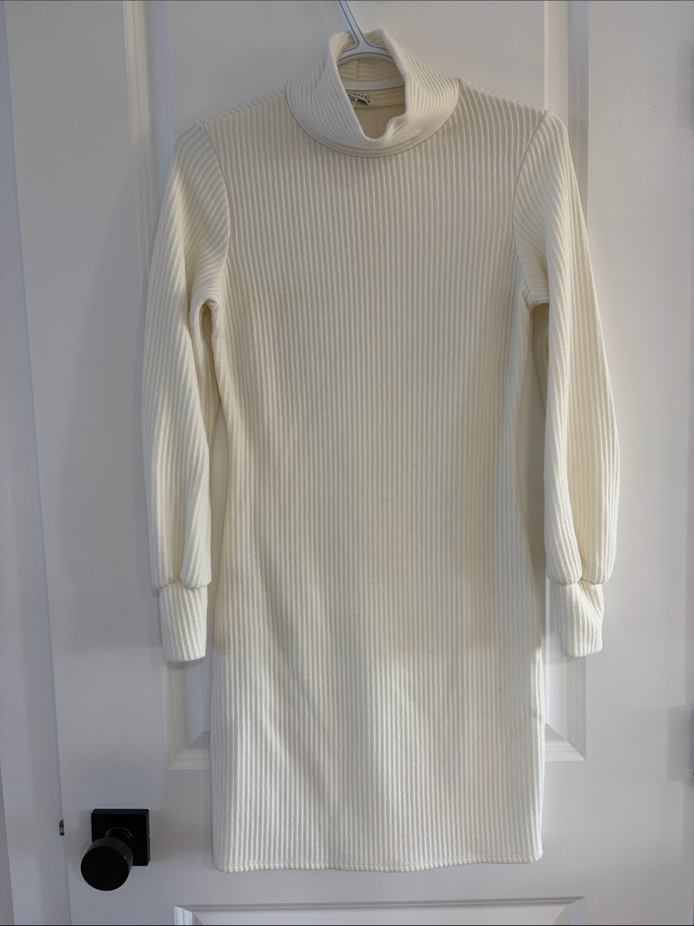 Ribbed Long Sleeve Dress - Cream